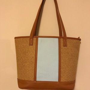 Thirty One little dreamer lt blue, straw, med tote